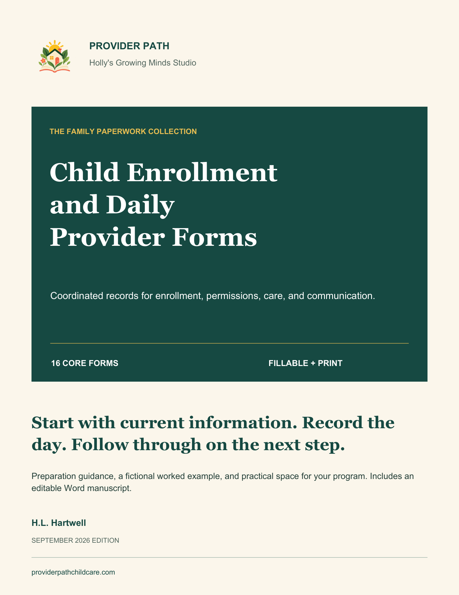 Child Enrollment and Daily Forms cover